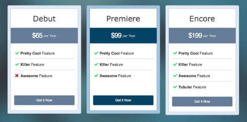 Pricing table with thicker "legacy" borders